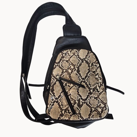 School Work Faux Leather Snake Print Mini Shoulder Bag Backpack Wild Fable OS - Picture 1 of 16